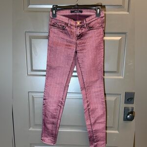 Women's Burgundy Herringbone Print Jeans